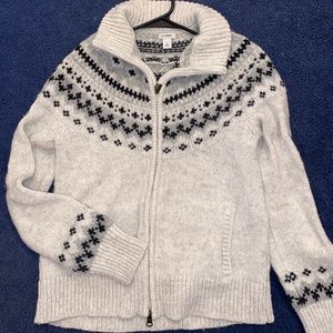 LL Bean Fair Isle Zip-up Sweater